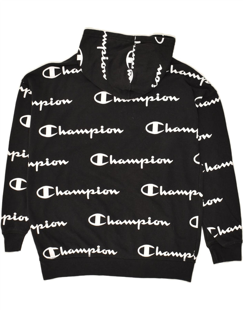 CHAMPION Boys Graphic Hoodie Jumper 13-14 Years XL Black Cotton | Vintage Champion | Thrift | Second-Hand Champion | Used Clothing | Messina Hembry 