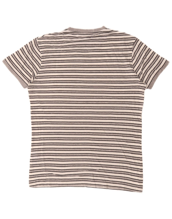Harmont & Blaine Mens Narrow Fit T-Shirt Top Medium White Striped Cotton