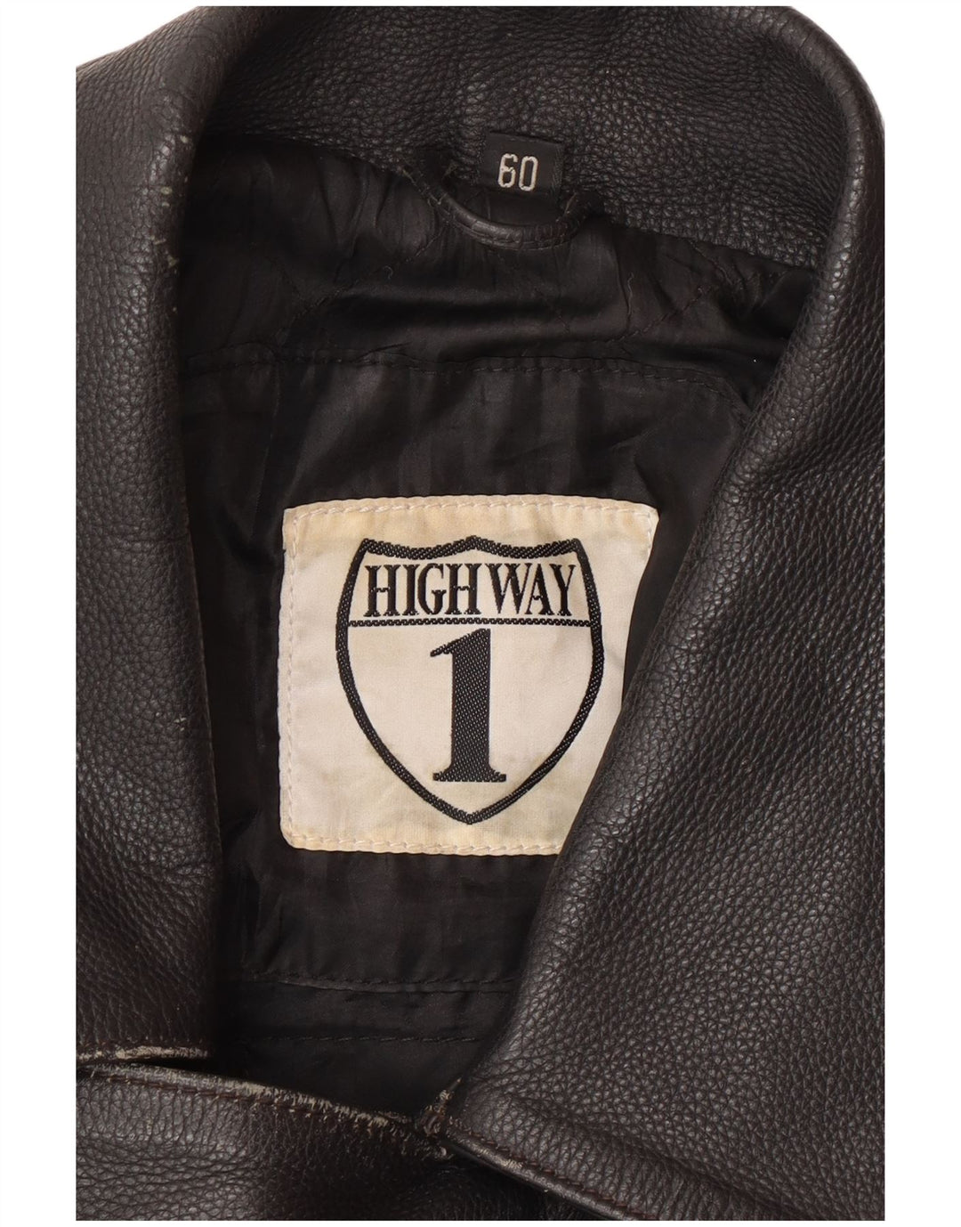 Highway 1 Mens Leather Biker Jacket Size 60 4XL Black Leather