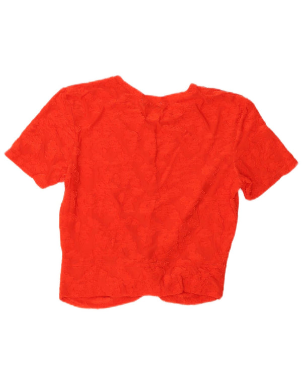Zara Womens Trafaluc Crop Blouse Top UK 14 Large Orange Floral