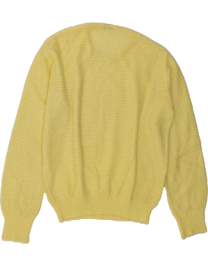 VINTAGE Womens Crew Neck Jumper Sweater UK 12 Medium Yellow Argyle/Diamond Vintage Vintage and Second-Hand Vintage from Messina Hembry 