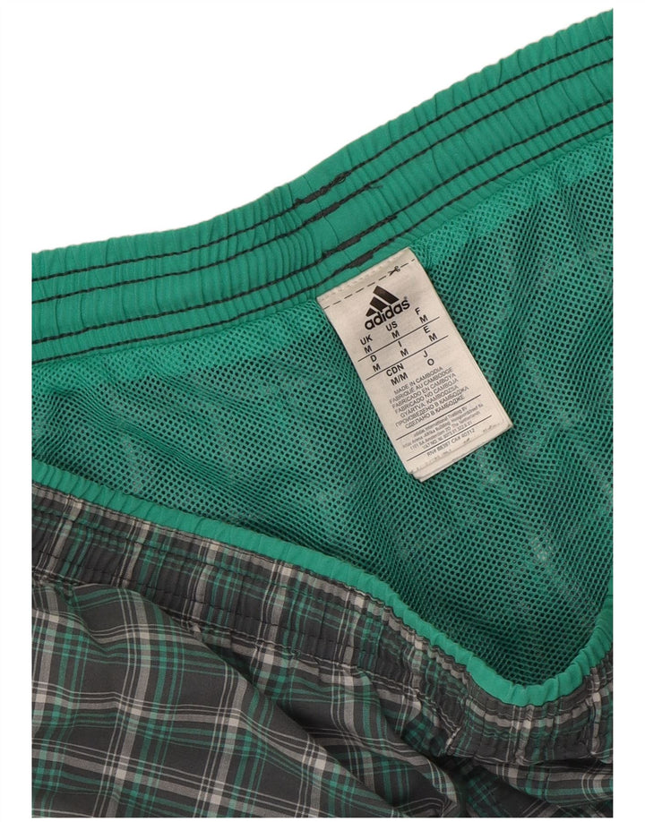 Adidas Mens Swimming Shorts Medium Green Check Polyester