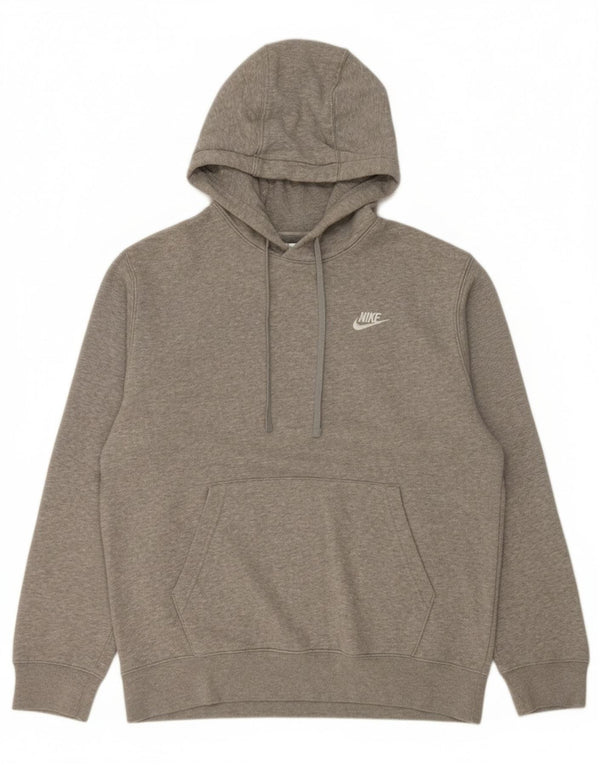 Nike Mens Graphic Hoodie Jumper Medium Grey Flecked Cotton