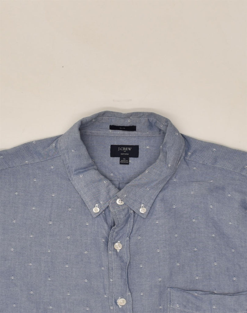 J. CREW Mens Oxford Slim Fit Shirt XL Blue Spotted Cotton | Vintage J. Crew | Thrift | Second-Hand J. Crew | Used Clothing | Messina Hembry 