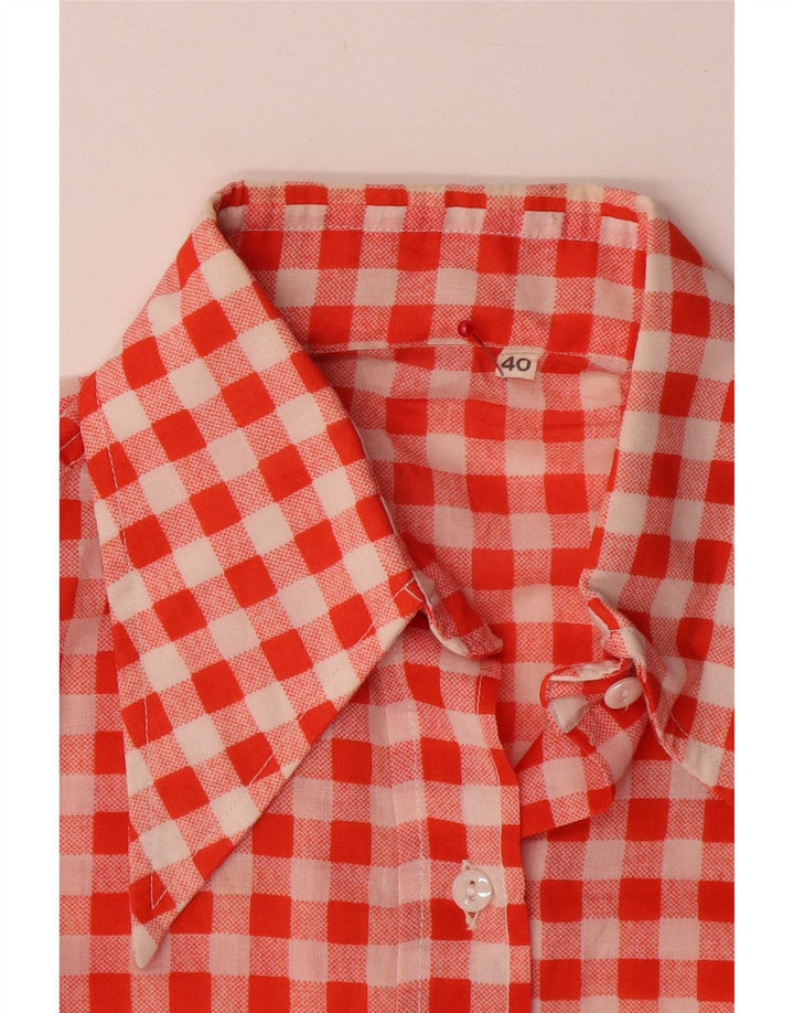 Vintage Womens Short Sleeve Shirt EU 40 Medium Red Gingham