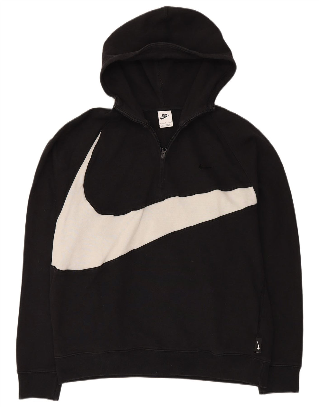 Nike Mens Graphic Zip Neck Hoodie Jumper Large Black Colourblock