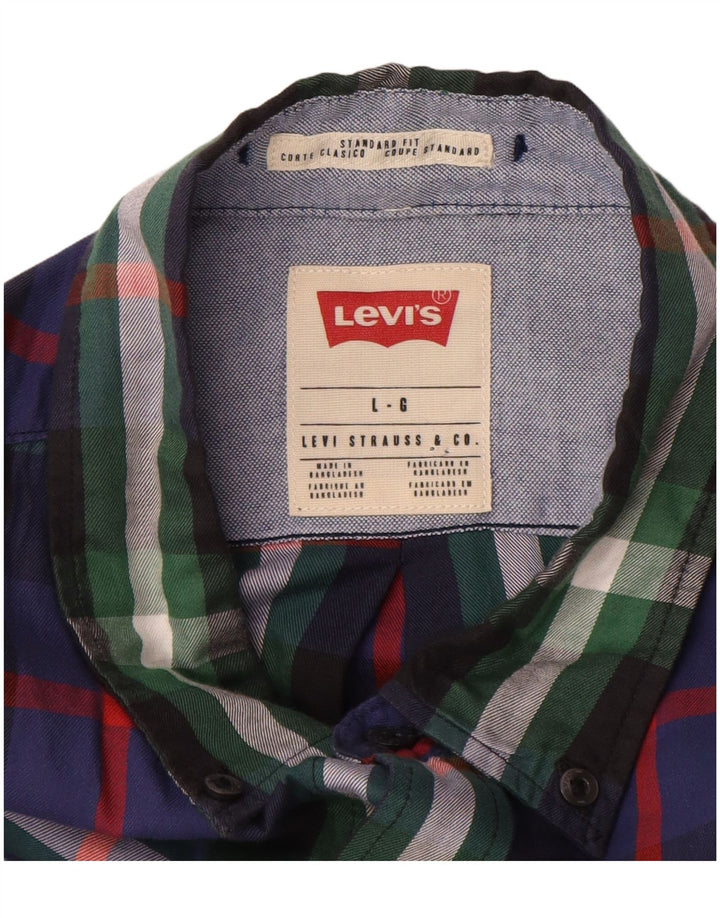 LEVI'S Mens Standard Fit Flannel Shirt Large Multicoloured Check Cotton