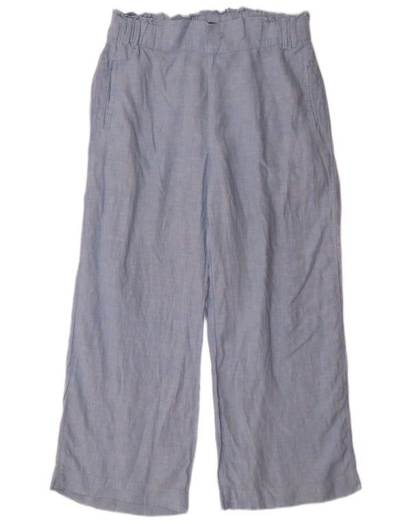Marks & Spencer Womens Wide Leg Casual Trousers UK 14 Large W32 L29 Blue
