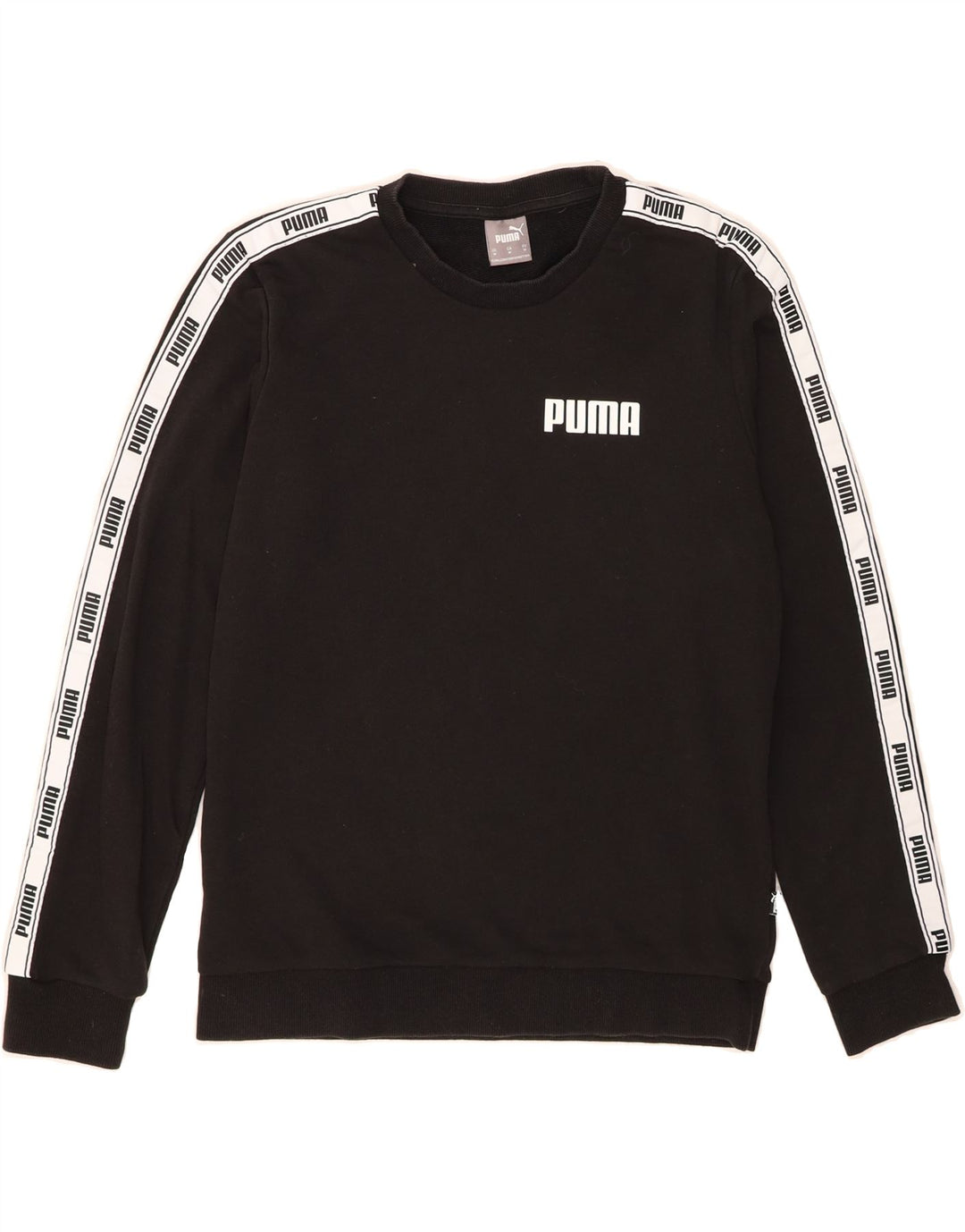 PUMA Mens Graphic Sweatshirt Jumper  Medium Black Cotton Vintage Puma and Second-Hand Puma from Messina Hembry 