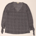 MICHAEL KORS Womens Long Sleeve Blouse Top UK 16 Large Grey Herringbone Vintage Michael Kors and Second-Hand Michael Kors from Messina Hembry 