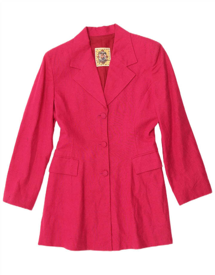 POP 84 Womens 3 Button 2 Piece Suit Small W24 L26 Pink Linen