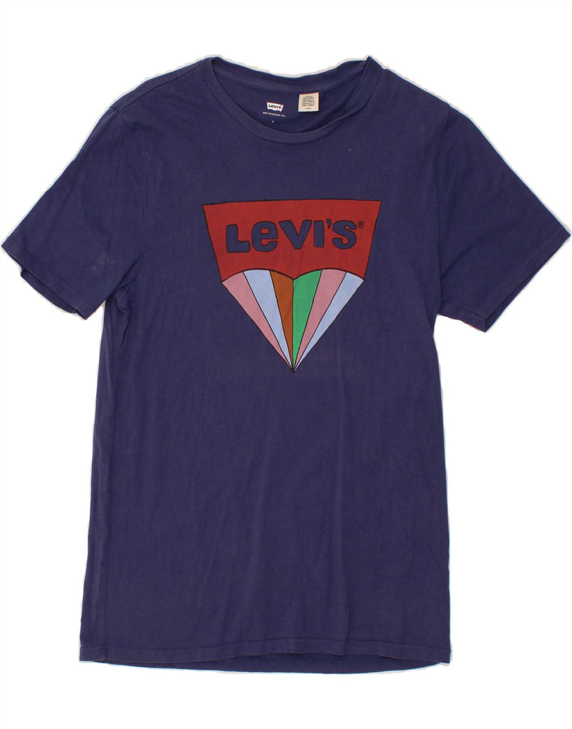 LEVI'S Mens Graphic T-Shirt Top Small Navy Blue Cotton Vintage Levi's and Second-Hand Levi's from Messina Hembry 