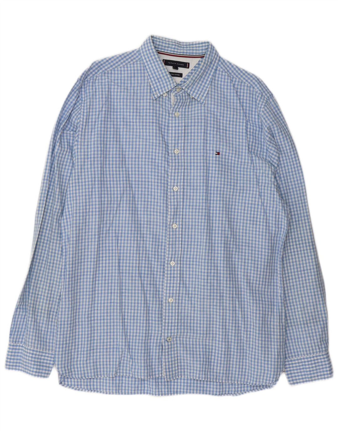 Tommy Hilfiger Mens Shirt XL Blue Gingham Linen