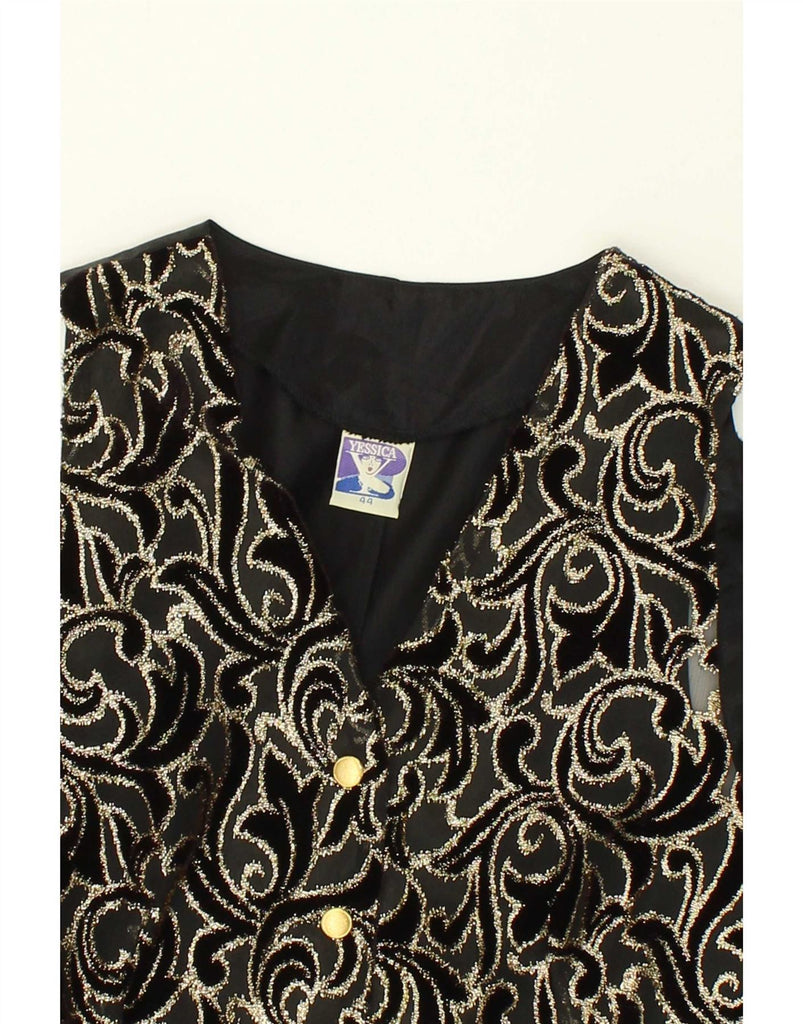 YESSICA Womens Waistcoat EU 44 XL Black Paisley Polyester Vintage Yessica and Second-Hand Yessica from Messina Hembry 