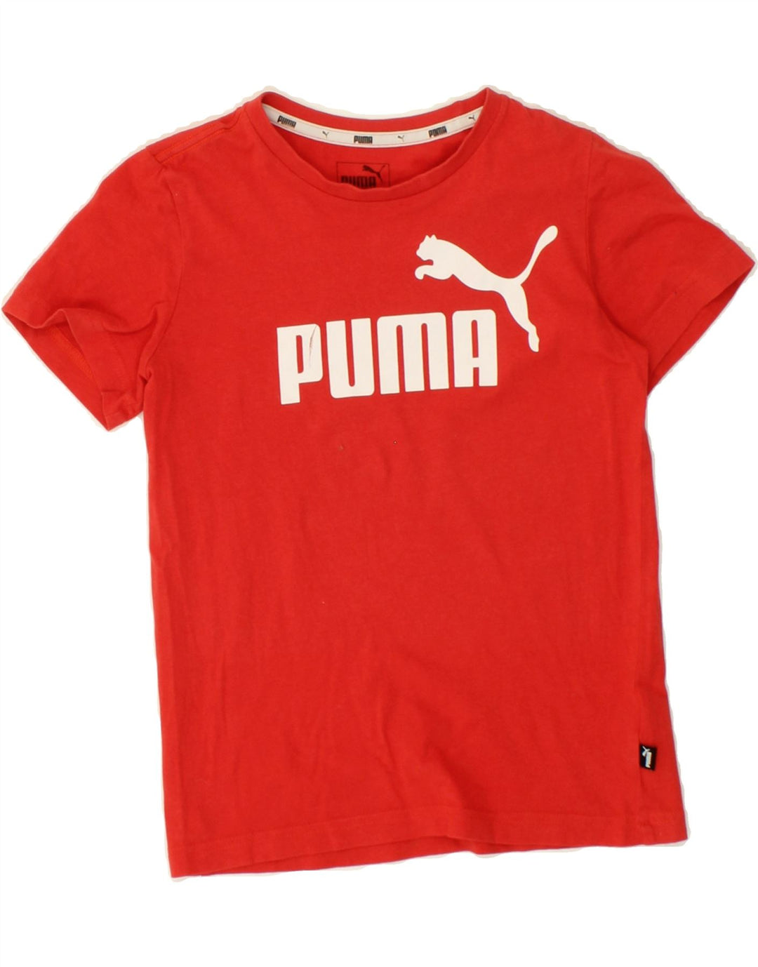 PUMA Boys Graphic T-Shirt Top 9-10 Medium Red Cotton Vintage Puma and Second-Hand Puma from Messina Hembry 