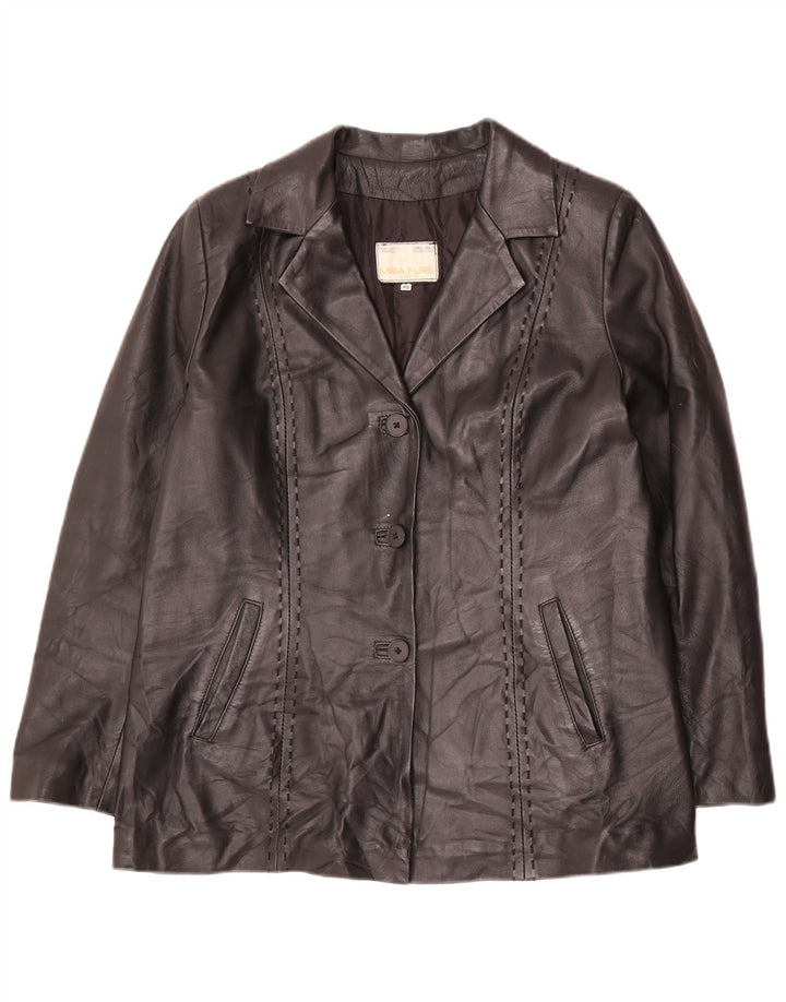 Mira Furs Womens Leather Jacket IT 46 Large Black Leather