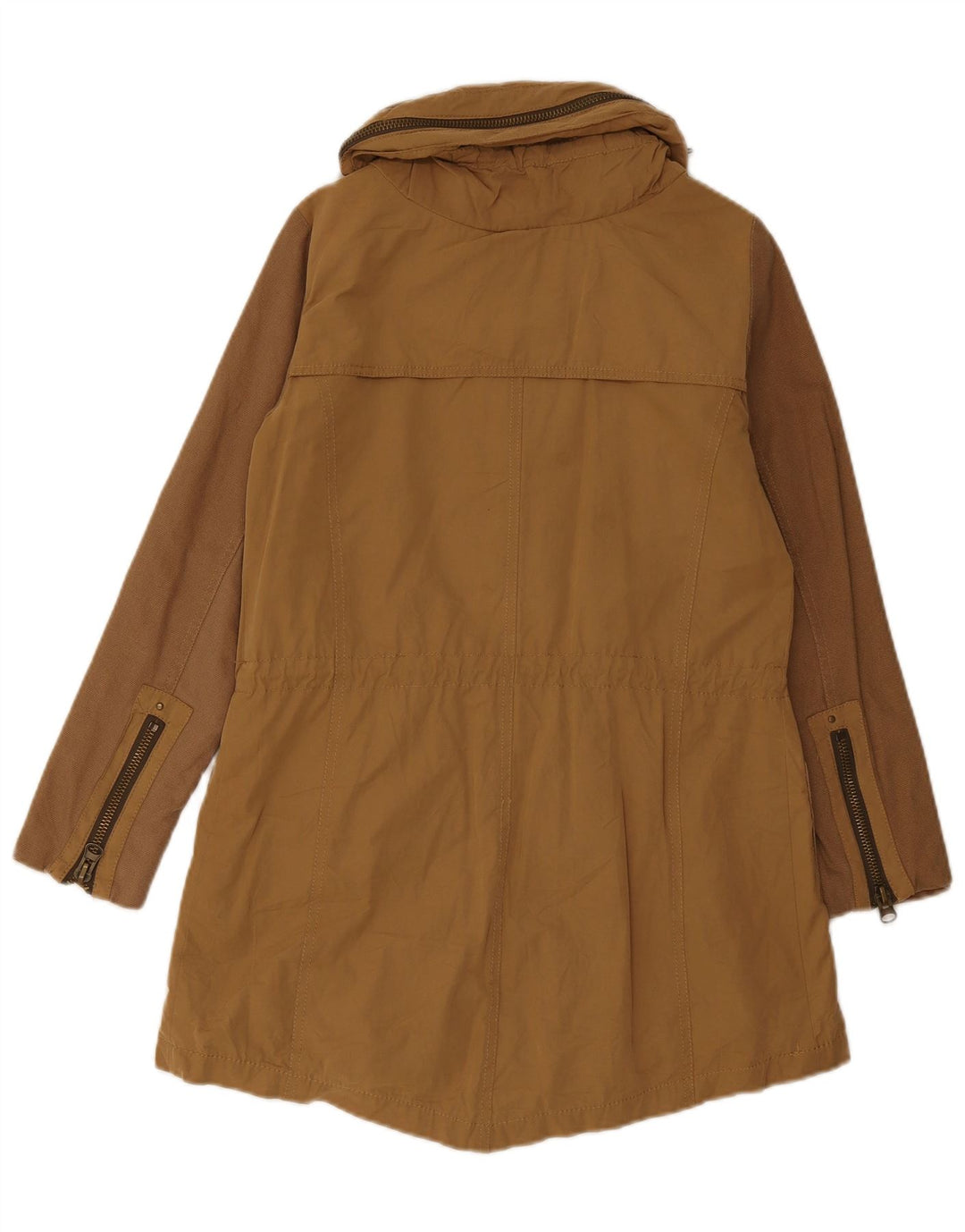 Zara Womens Parka Jacket UK 10 Small Brown Cotton