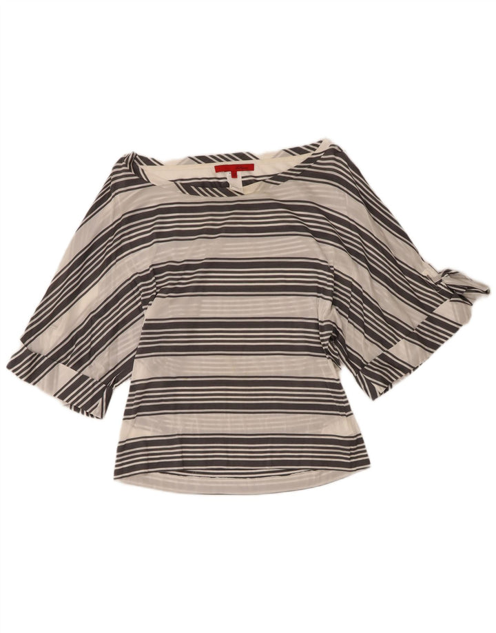 Les Copains Womens Blouse Top IT 44 Medium White Striped Viscose