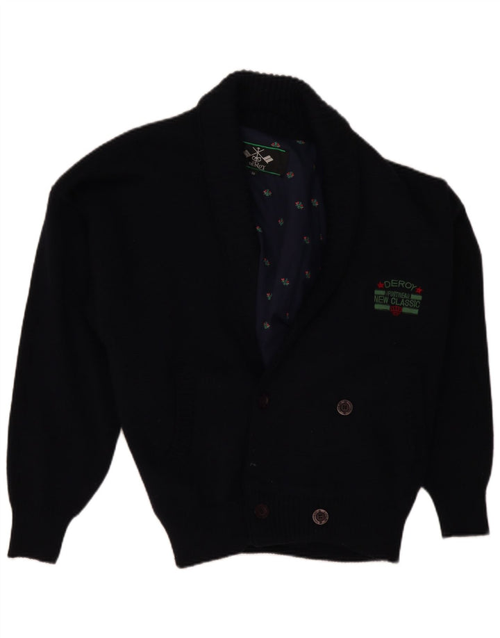 VINTAGE Mens Cardigan Sweater IT 50 Medium Navy Blue Wool