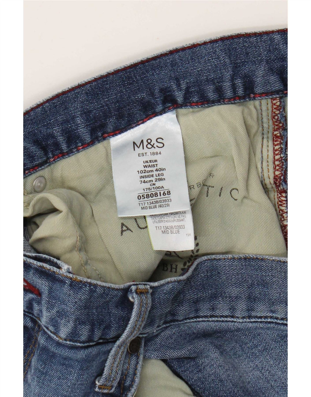 Marks & Spencer Mens Straight Jeans W40 L29 Blue Cotton