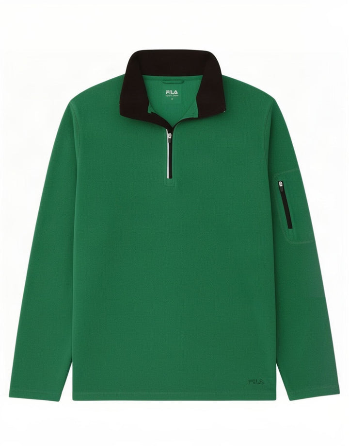 Fila Mens Zip Neck Fleece Jumper Medium Green Polyester