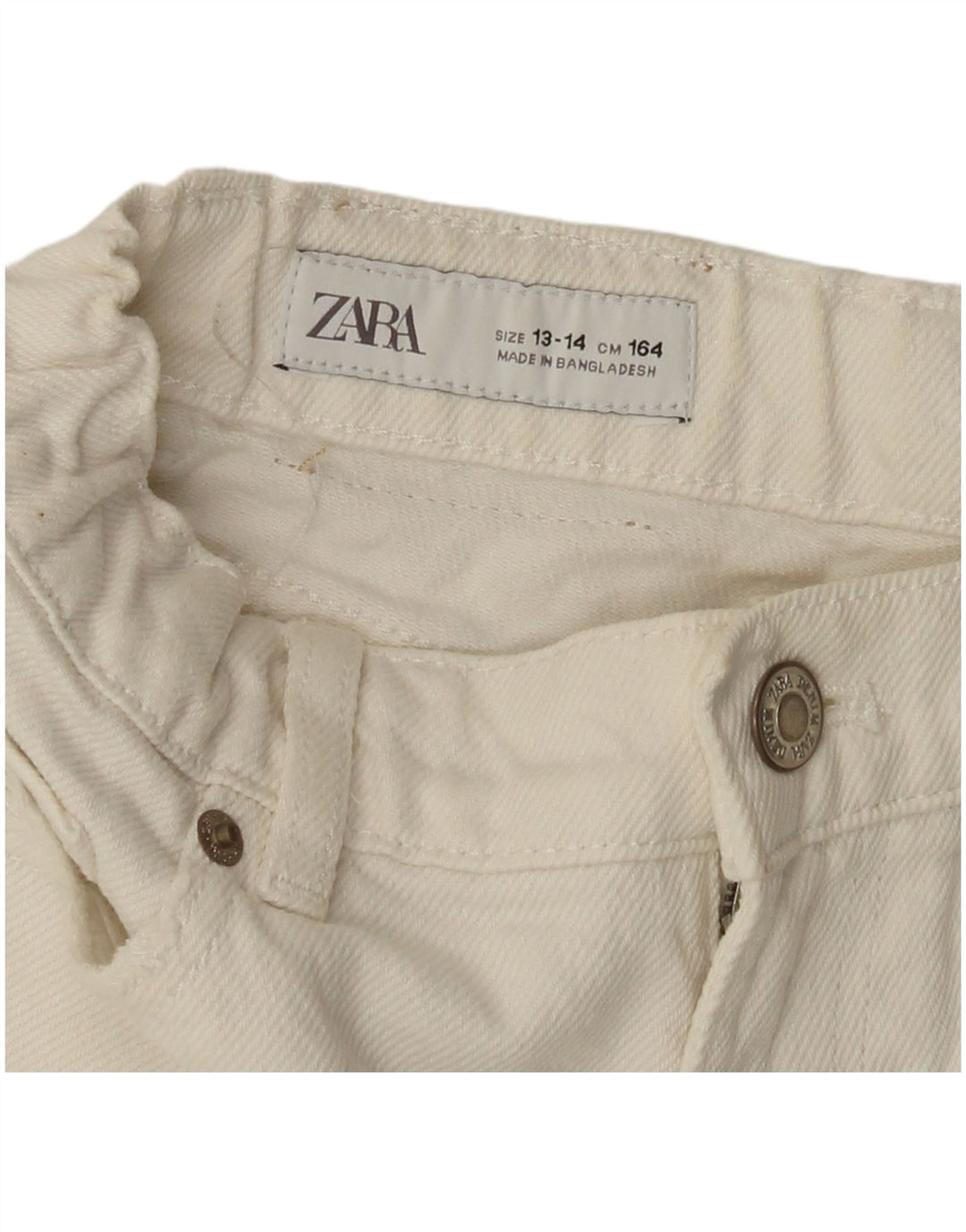 ZARA Girls Distressed Denim Shorts 13-14 Years W26  Off White
