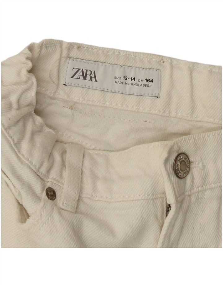 ZARA Girls Distressed Denim Shorts 13-14 Years W26  Off White