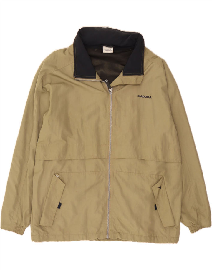 DIADORA Mens Hooded Rain Jacket UK 38 Medium Beige Polyamide Vintage Diadora and Second-Hand Diadora from Messina Hembry 