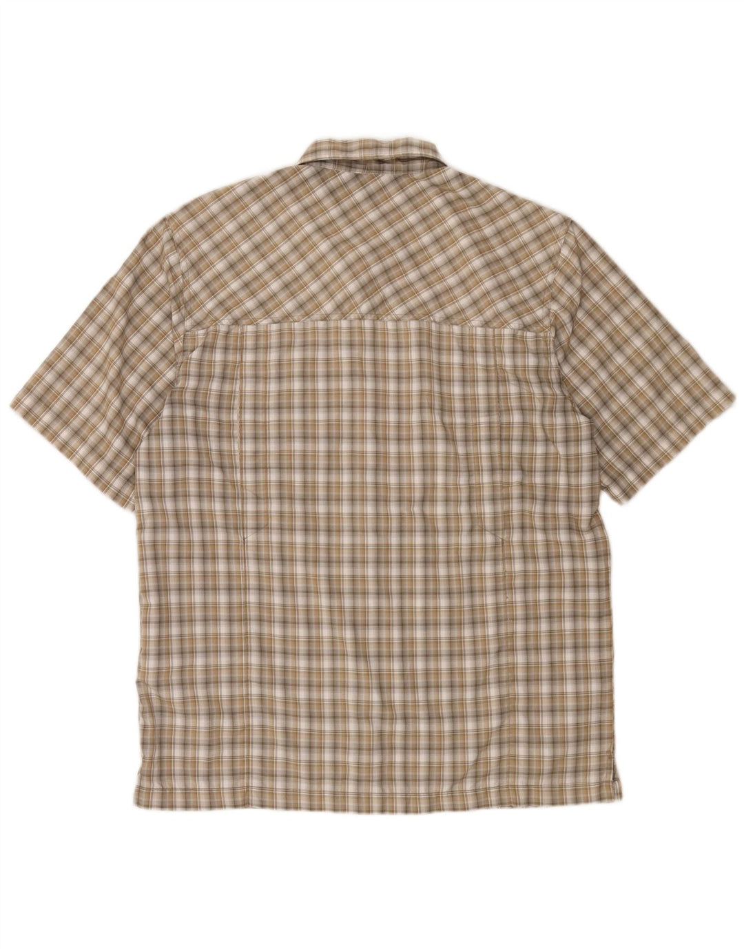 MC Kinley Mens Short Sleeve Shirt Medium Khaki Check Polyester