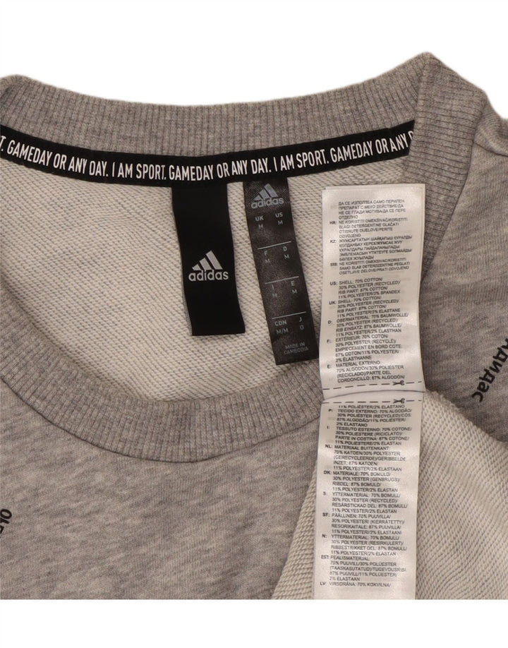 ADIDAS Mens Graphic Sweatshirt Jumper Medium Grey Cotton