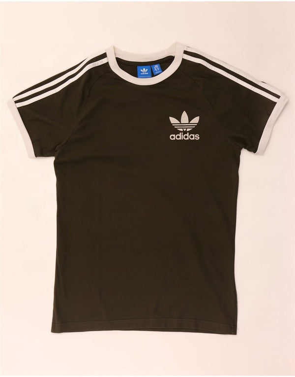 Adidas Mens T-Shirt Top Small Khaki Colourblock Cotton