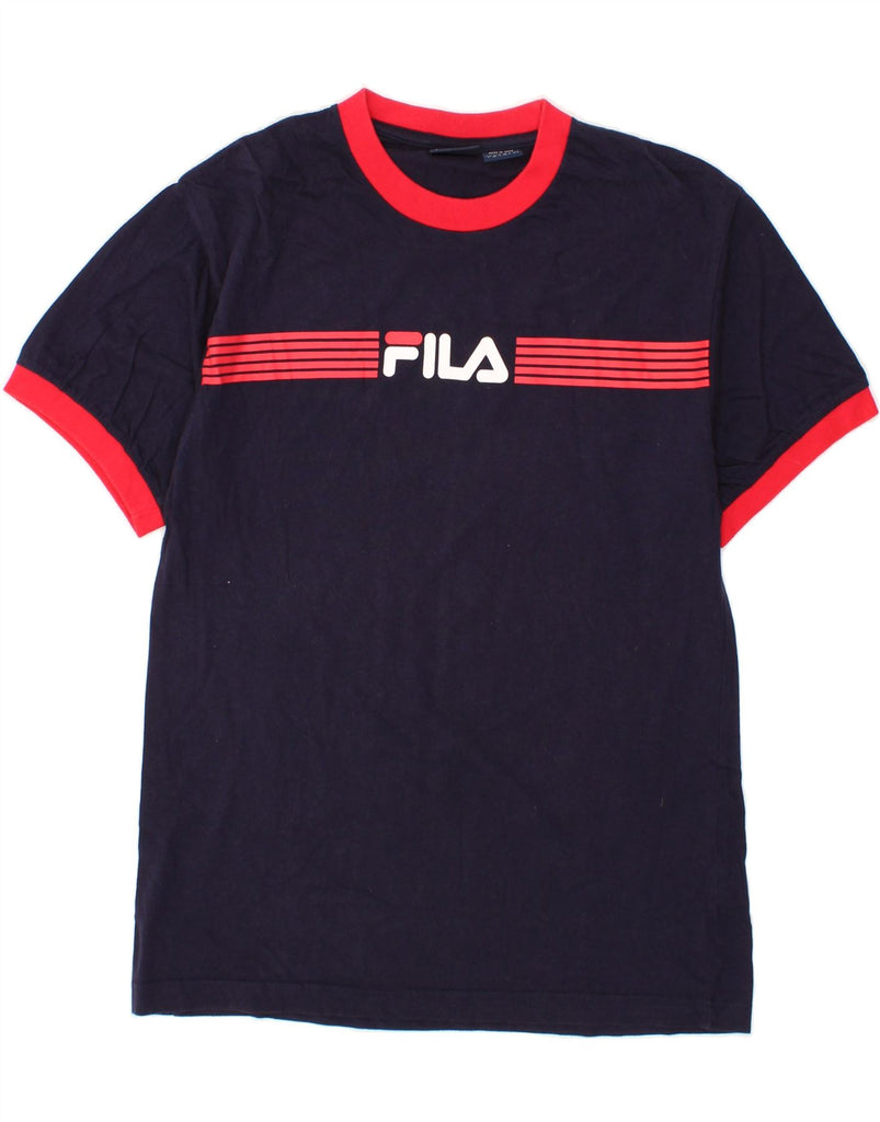 FILA Mens Graphic T-Shirt Top Small Navy Blue Cotton Vintage Fila and Second-Hand Fila from Messina Hembry 