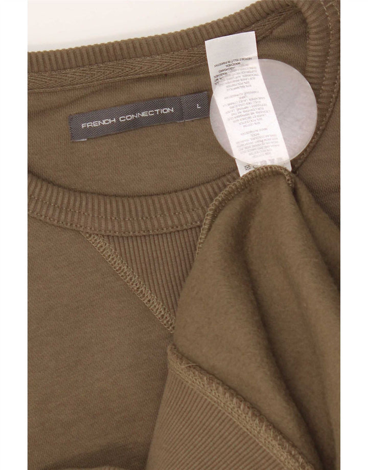 French Connection Mens Sweatshirt Jumper Large Khaki Cotton