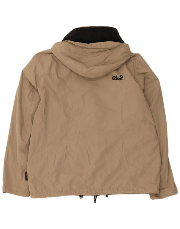 Jack Wolfskin Mens Hooded Rain Jacket UK 36/38 Medium Beige Polyester