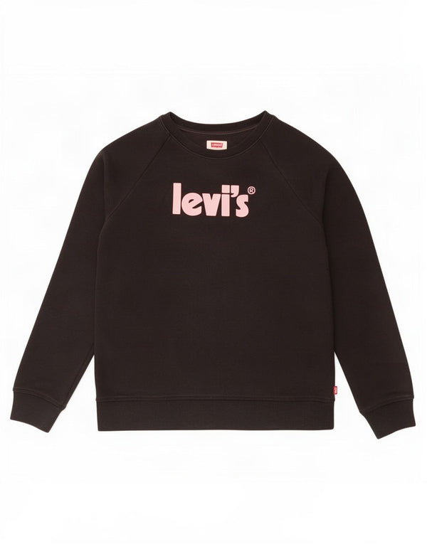 Levi's Girls Graphic Sweatshirt Jumper 15-16 Years Black Cotton
