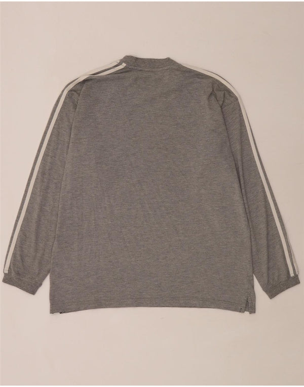 Adidas Mens Top Long Sleeve UK 38/40 Medium Grey Flecked Cotton