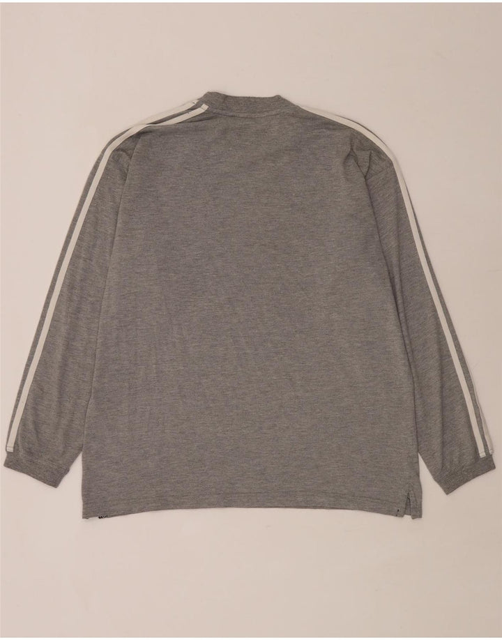 Adidas Mens Top Long Sleeve UK 38/40 Medium Grey Flecked Cotton