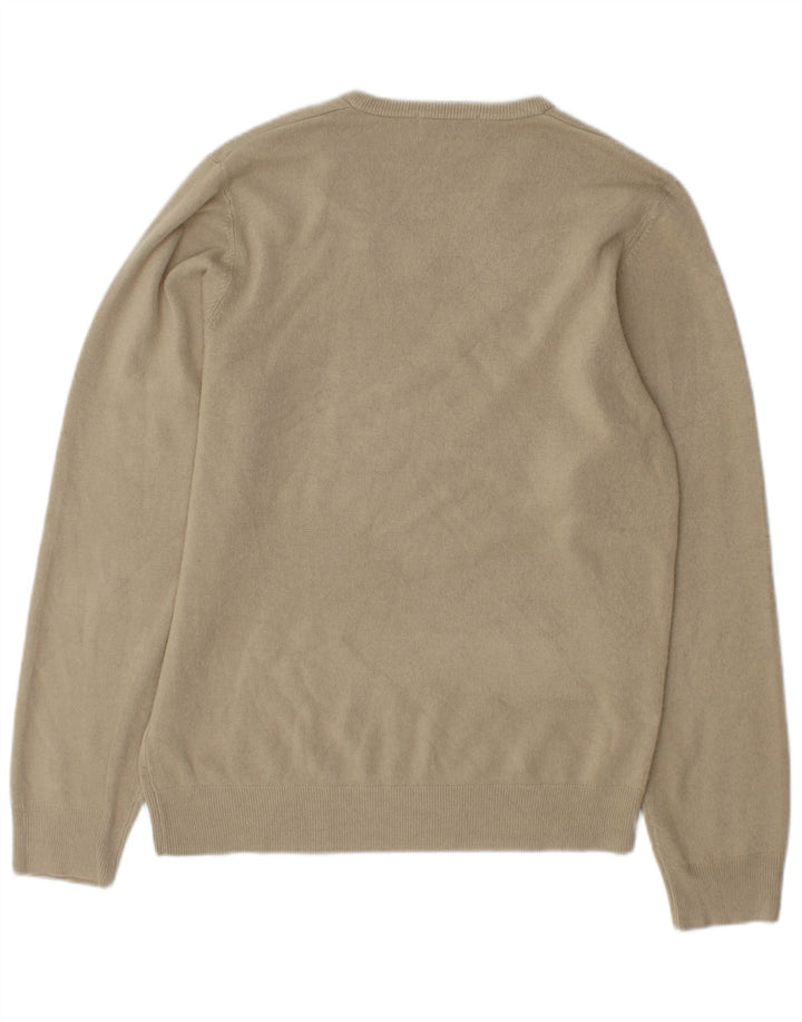 Marks & Spencer Mens Blue Harbour V-Neck Jumper Sweater Medium Beige