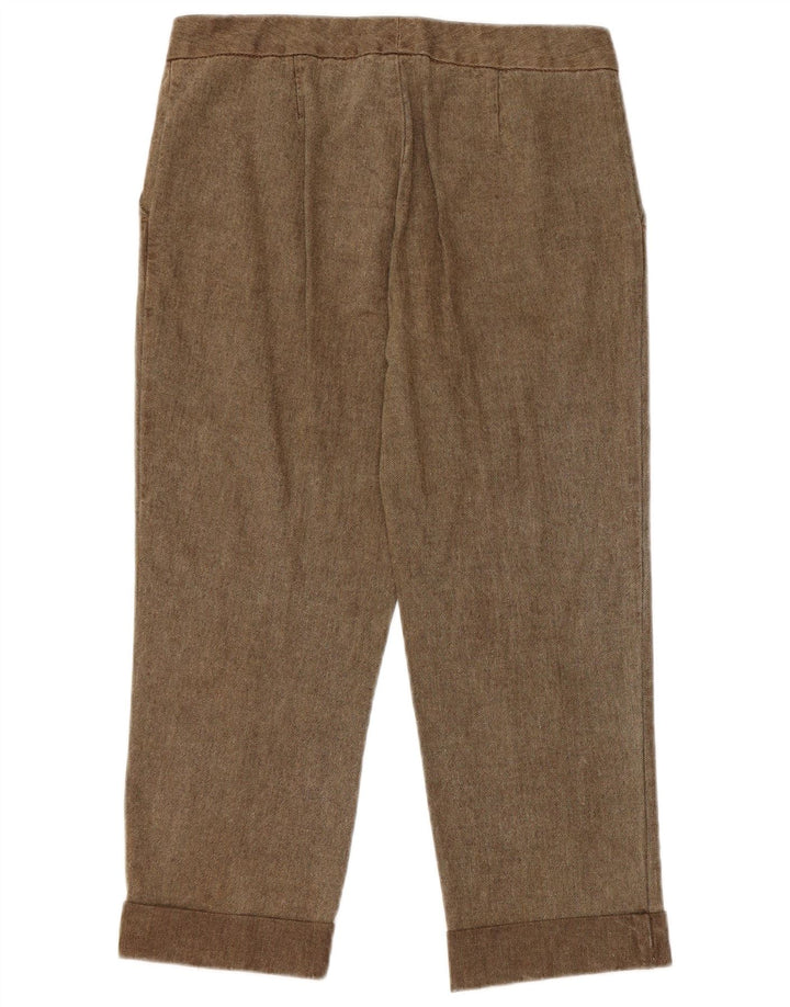 Stefanel Womens Cropped Trousers EU 36 Small W28 L21 Brown Herringbone
