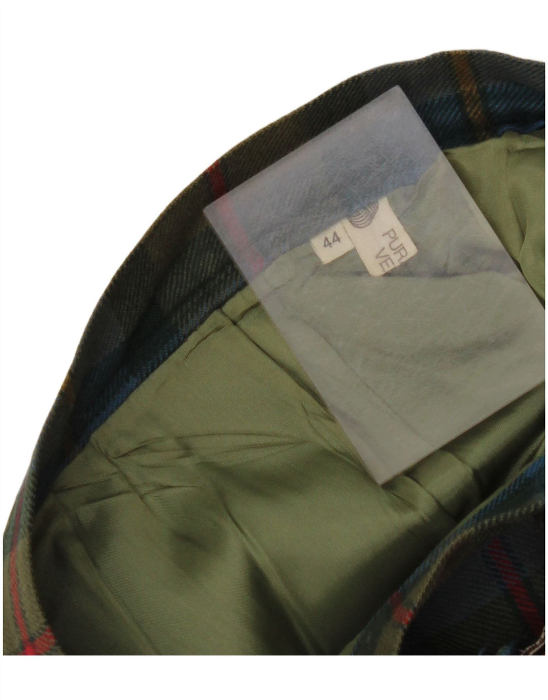 VINTAGE Womens Wrap Skirt IT 44 Medium W32  Green Plaid Virgin Wool