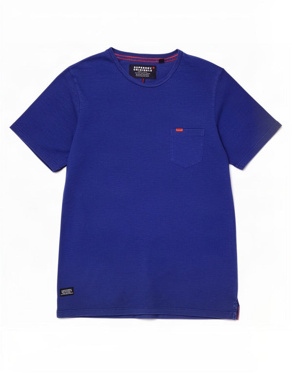 Superdry Mens T-Shirt Top XL Blue Flecked Cotton