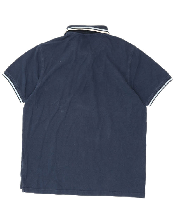 Pierre Cardin Mens Regular Fit Polo Shirt Large Navy Blue Striped Cotton