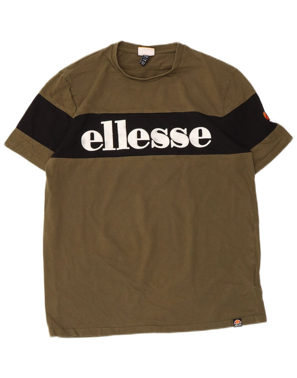 Ellesse Mens Graphic T-Shirt Top Medium Khaki Colourblock Cotton