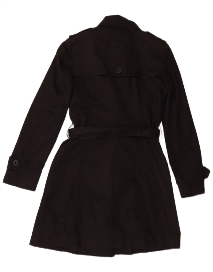 ZARA Womens Trench Coat UK 6 XS Black Cotton