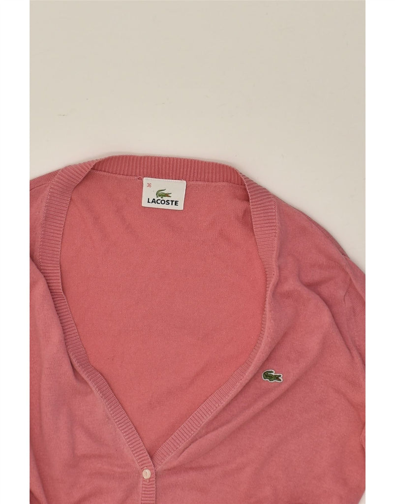 LACOSTE Womens Cardigan Sweater Size 36 Small Pink Cotton | Vintage Lacoste | Thrift | Second-Hand Lacoste | Used Clothing | Messina Hembry 