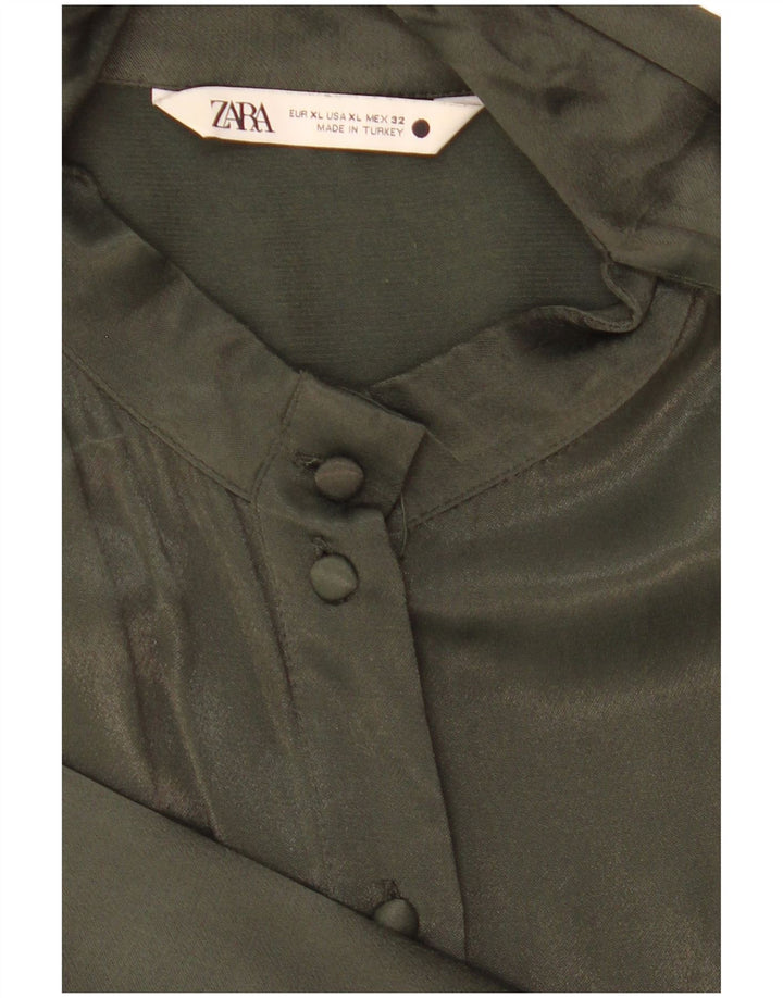 Zara Womens Shirt Blouse UK 18 XL Green