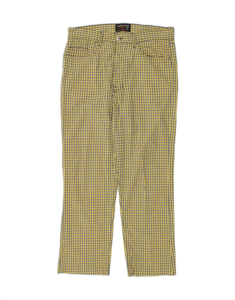 VINTAGE Mens Straight Casual Trousers W34 L28 Yellow Check Cotton | Vintage Vintage | Thrift | Second-Hand Vintage | Used Clothing | Messina Hembry 