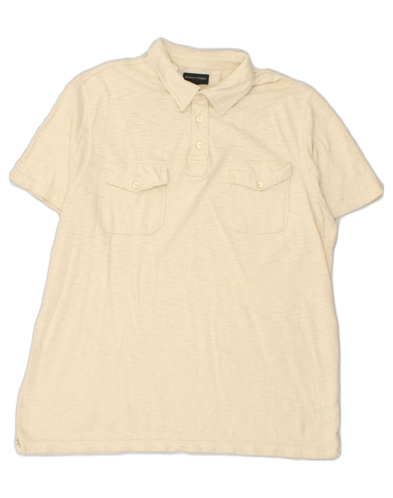 BANANA REPUBLIC Mens Polo Shirt XL Beige Cotton | Vintage Banana Republic | Thrift | Second-Hand Banana Republic | Used Clothing | Messina Hembry 