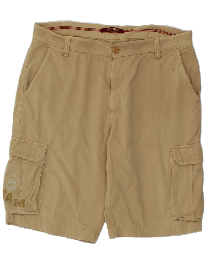 CARRERA Mens Graphic Cargo Shorts W38 XL Beige Cotton Vintage Carrera and Second-Hand Carrera from Messina Hembry 