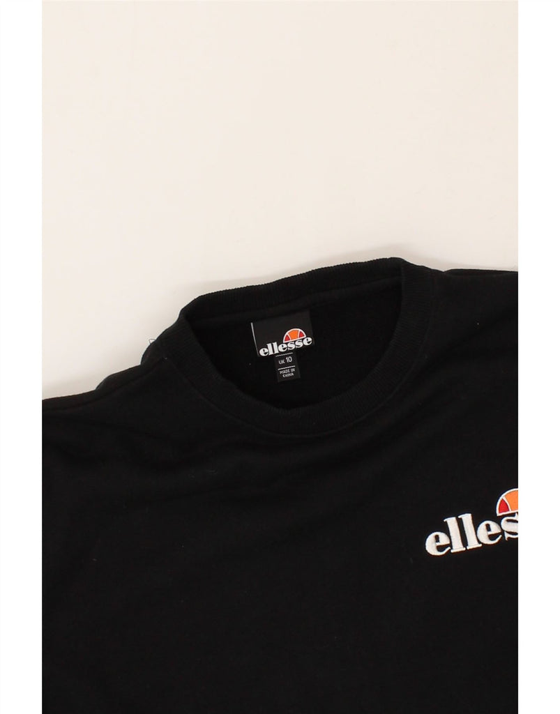 ELLESSE Womens Oversized Graphic Sweatshirt Jumper UK 10 Small  Black Vintage Ellesse and Second-Hand Ellesse from Messina Hembry 